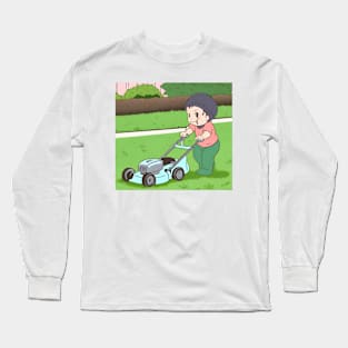 baby mowing lawn Long Sleeve T-Shirt